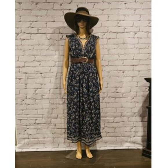 MAX STUDIO, Gorgeous navy blue sleeveless floral maxi dress - Picture 10 of 14